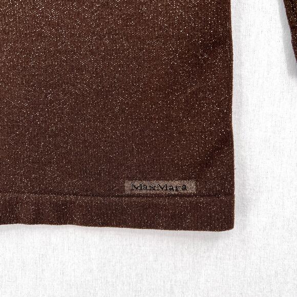MAX MARA BODYWEAR Stretch Knit Layering Top Womens Large Brown Gold 3/4 Sleeve - Picture 9 of 11